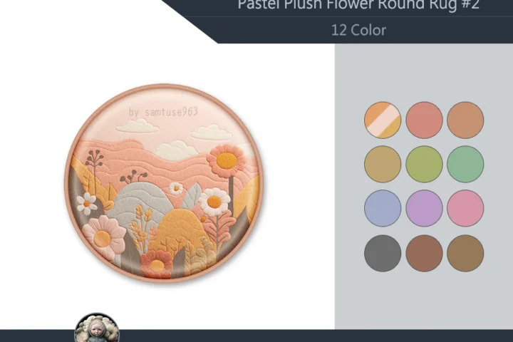 Pastel Plush Flower Round Dance Rug #2 Samtuse963
