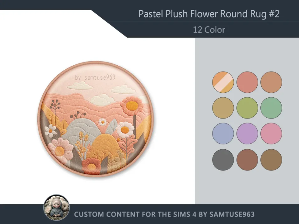 Pastel Plush Flower Round Dance Rug #2 Samtuse963