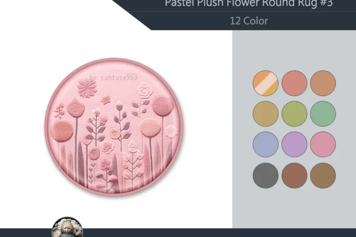 Pastel Plush Flower Round Dance Rug #3 Samtuse963