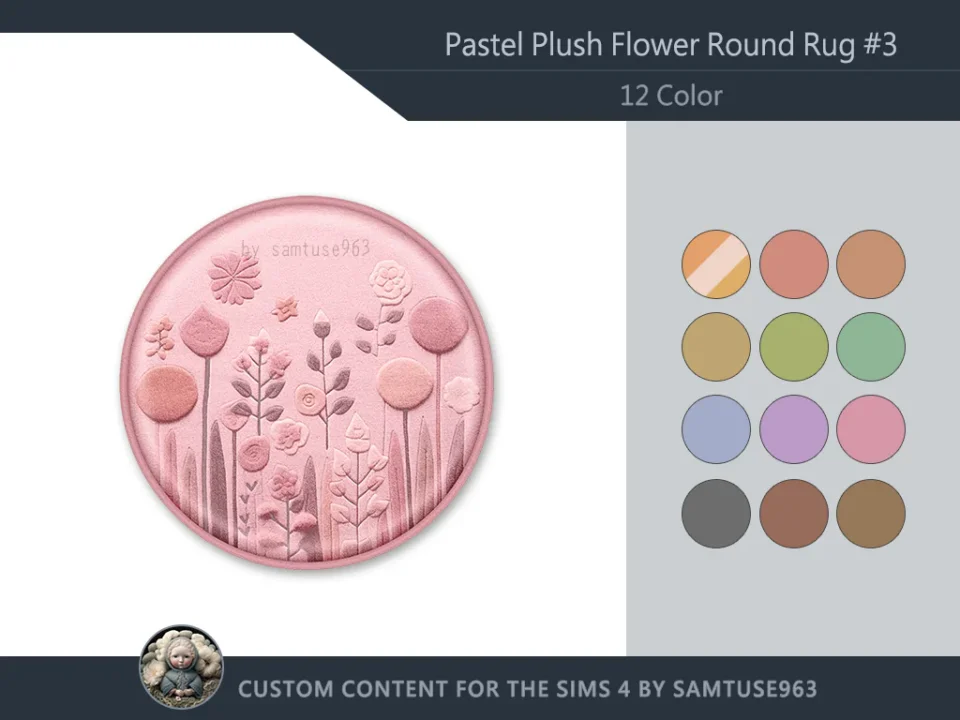 Pastel Plush Flower Round Dance Rug #3 Samtuse963