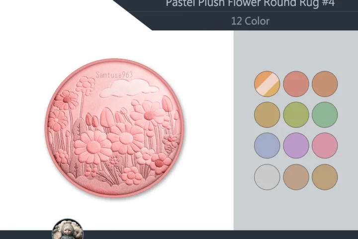 Pastel Plush Flower Round Dance Rug #4 Samtuse963