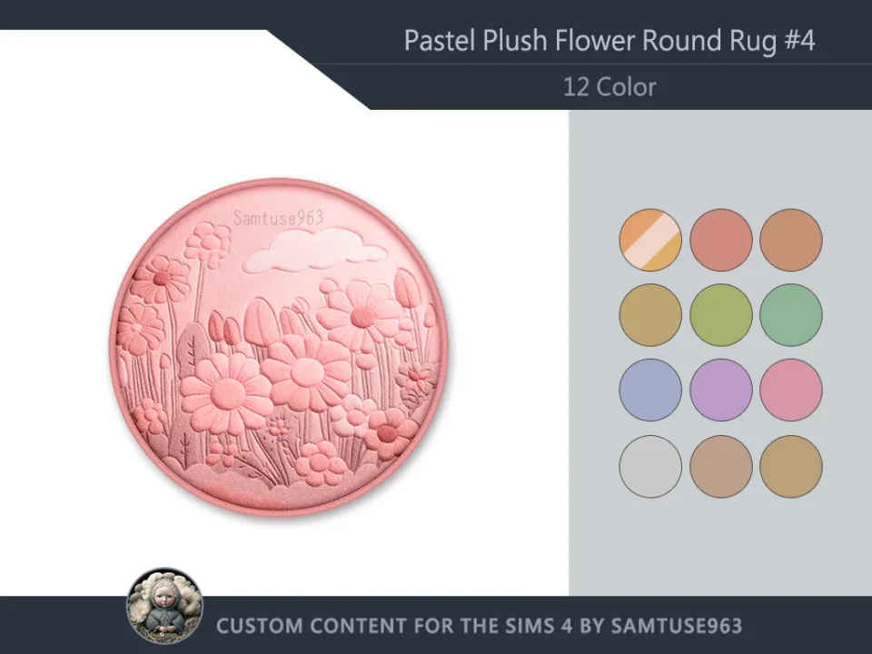 Pastel Plush Flower Round Dance Rug #4 Samtuse963