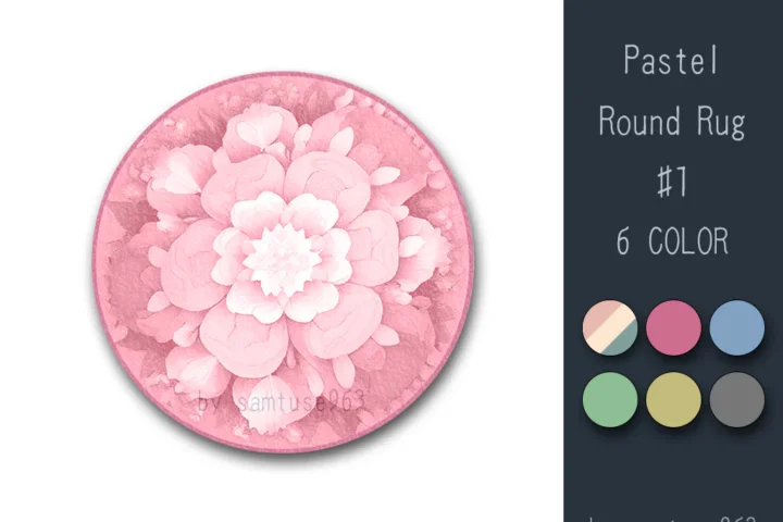 Pastel Flower Round Dance Rug #1 Samtuse963