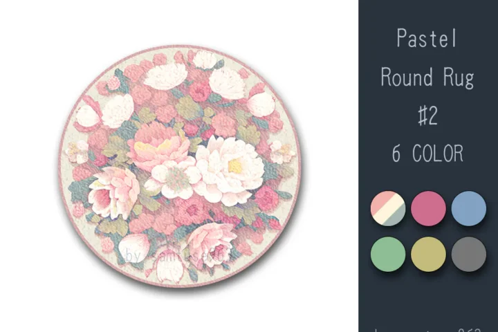 Pastel Flower Round Dance Rug #2 Samtuse963