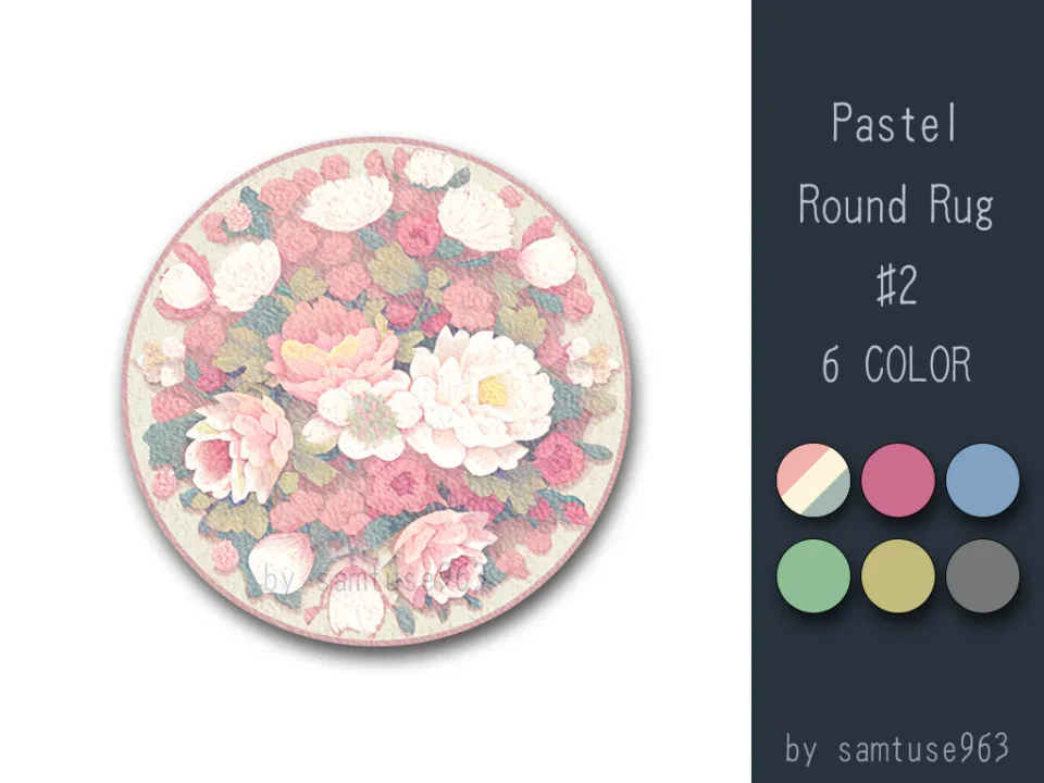 Pastel Flower Round Dance Rug #2 Samtuse963