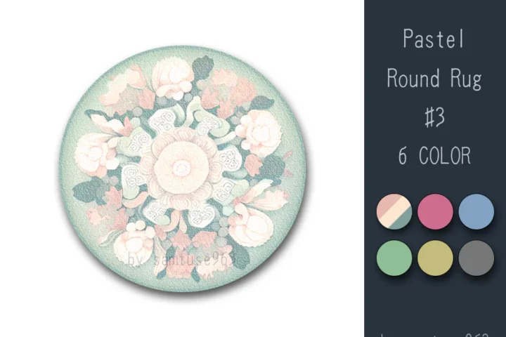 Pastel Flower Round Dance Rug #3 Samtuse963