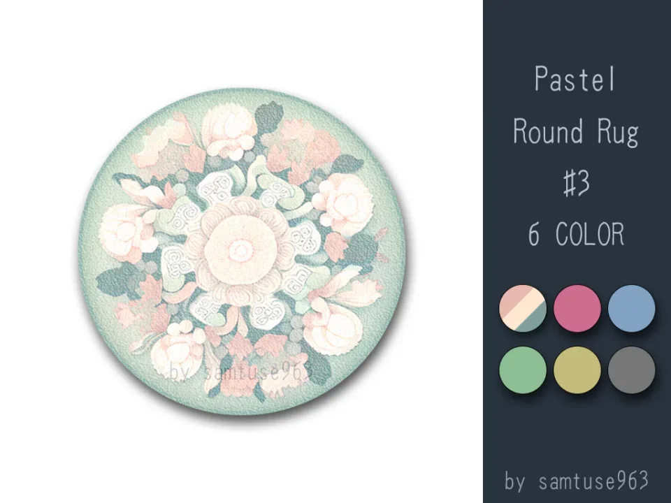 Pastel Flower Round Dance Rug #3 Samtuse963