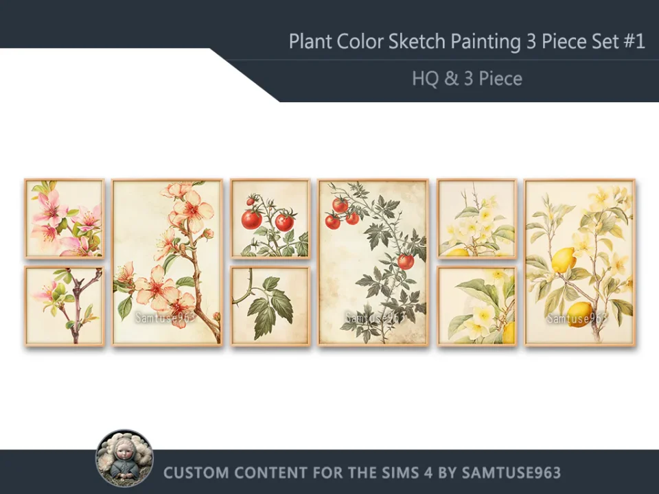 HQ Plant Color Sketch Painting 3 Piece Set #1 Sellable Extra F Samtuse963
