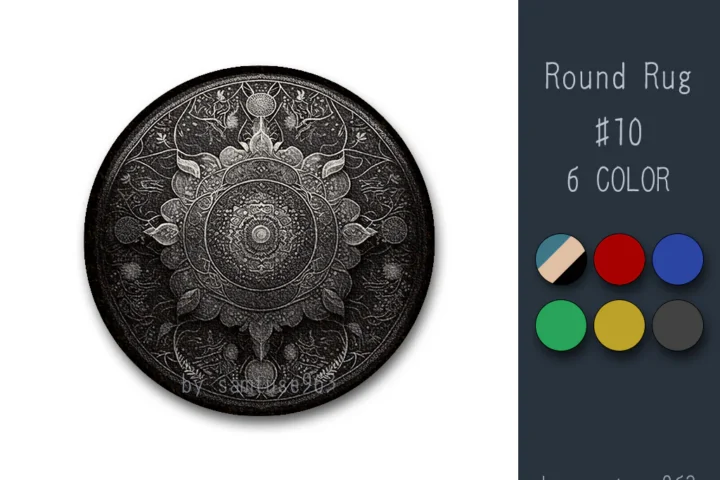 Classic Pattern Round Dance Rug #10 Samtuse963