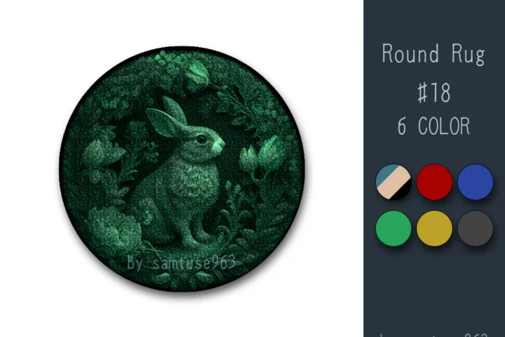 Classic Bunny Round Dance Rug #18 Samtuse963