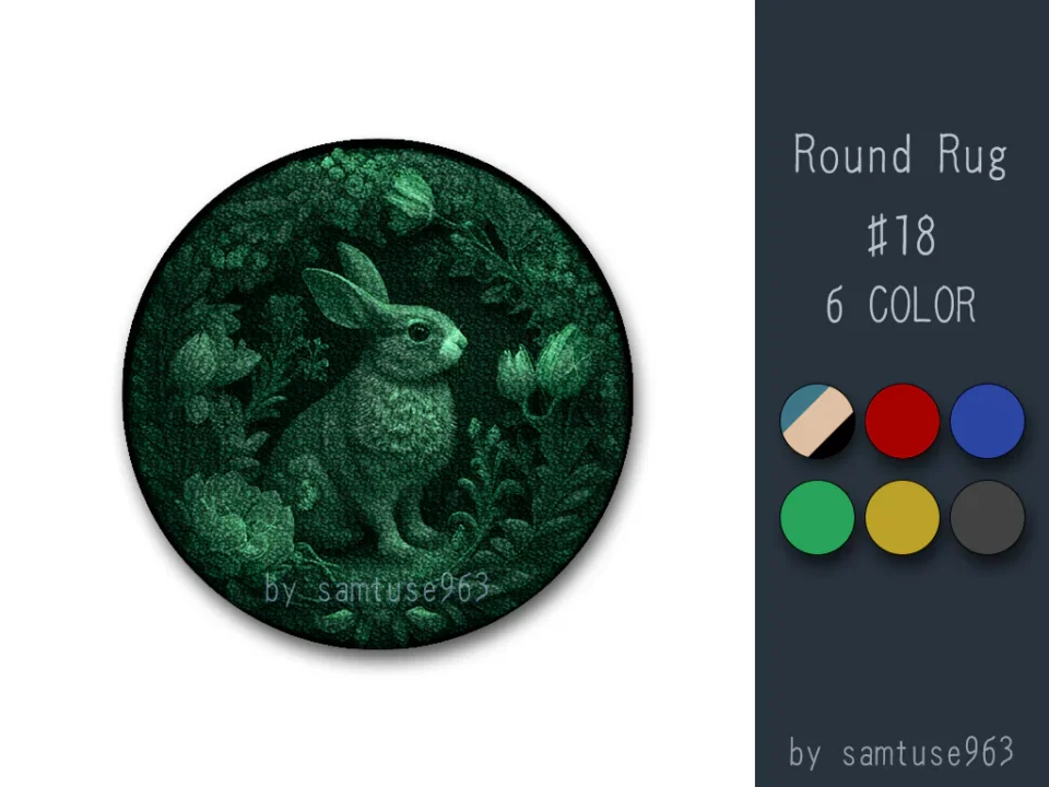 Classic Bunny Round Dance Rug #18 Samtuse963