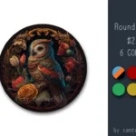 Classic Owl Round Dance Rug #22 Samtuse963