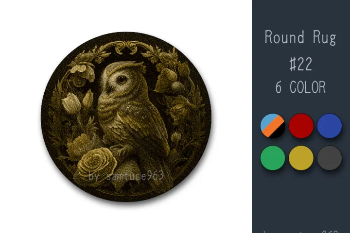 Classic Owl Round Dance Rug #22 Samtuse963