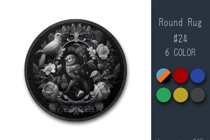 Classic Bird Round Dance Rug #24 Samtuse963
