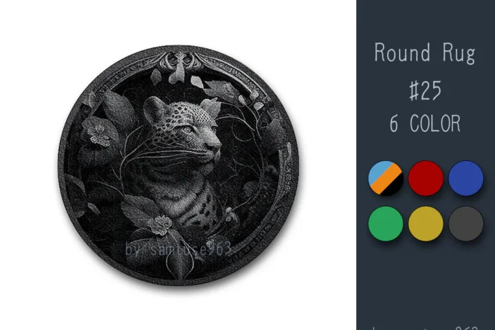 Leopard Round Dance Rug #25 Samtuse963