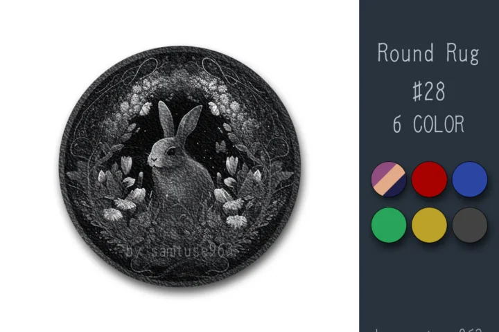 Classic Bunny Round Dance Rug #28 Samtuse963