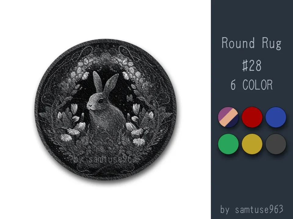 Classic Bunny Round Dance Rug #28 Samtuse963