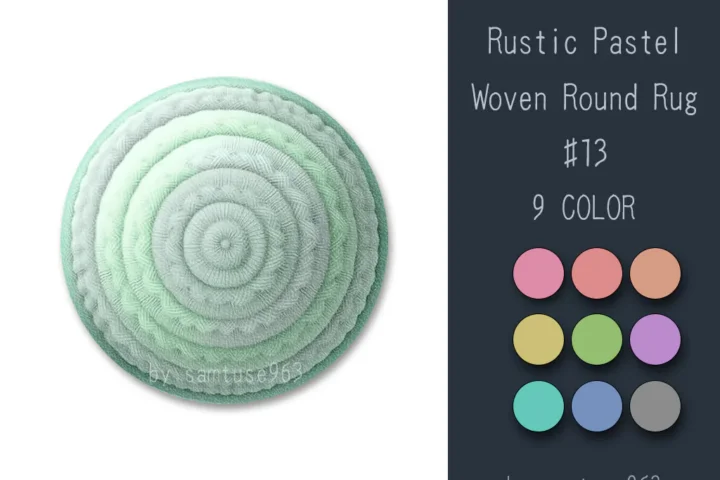 Rustic Pastel Woven Round Dance Rug #13 Samtuse963