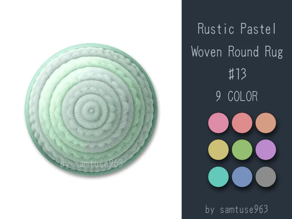 Rustic Pastel Woven Round Dance Rug #13 Samtuse963