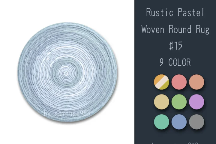 Rustic Pastel Woven Round Dance Rug #15 Samtuse963