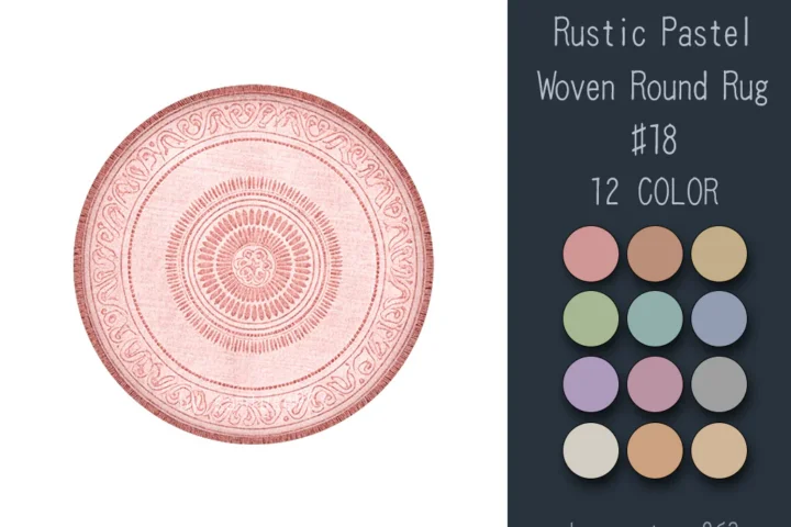 Rustic Pastel Woven Round Dance Rug #18 Samtuse963