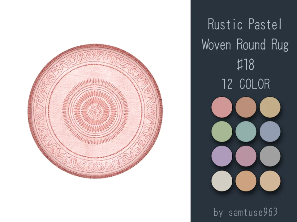 Rustic Pastel Woven Round Dance Rug #18 Samtuse963