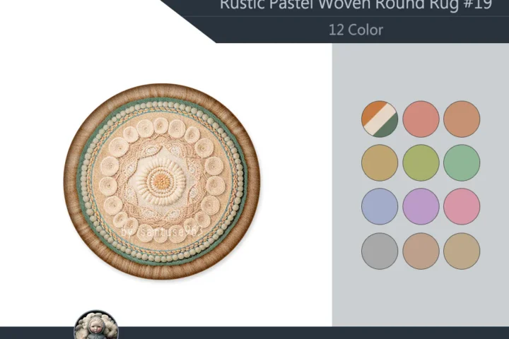 Rustic Pastel Woven Round Dance Rug #19 Samtuse963