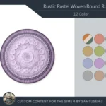 Rustic Pastel Woven Round Dance Rug #19 Samtuse963