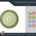 Rustic Pastel Woven Round Dance Rug #19 Samtuse963