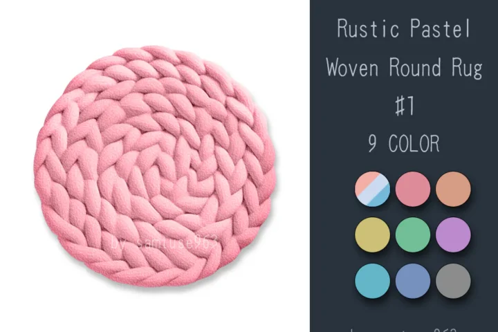Rustic Pastel Woven Round Dance Rug #1 Samtuse963