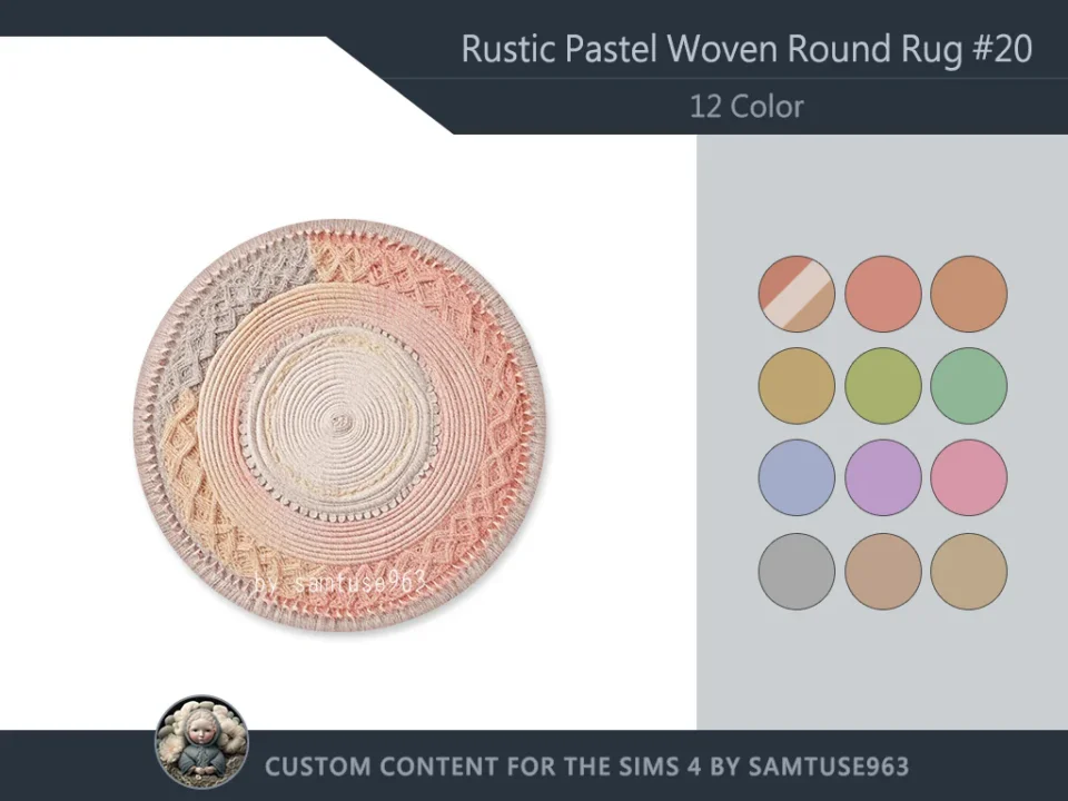HQ Rustic Pastel Woven Round Dance Rug #20 Samtuse963