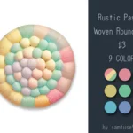 Rustic Pastel Woven Round Dance Rug #3 Samtuse963