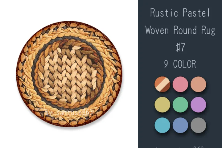 Rustic Pastel Woven Round Dance Rug #7 Samtuse963