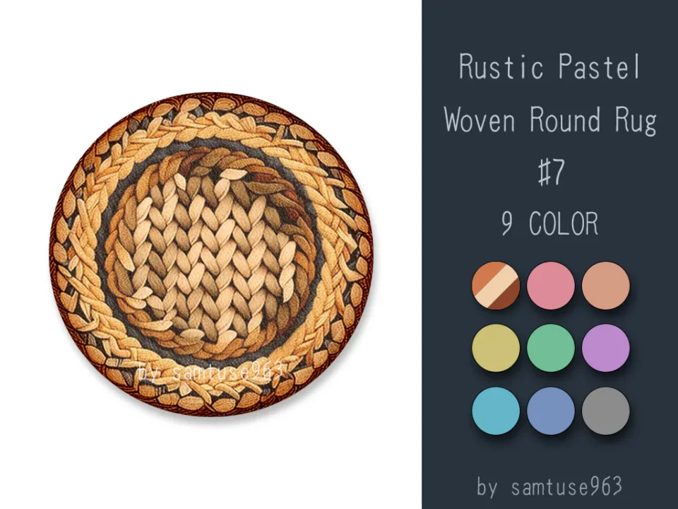 Rustic Pastel Woven Round Dance Rug #7 Samtuse963