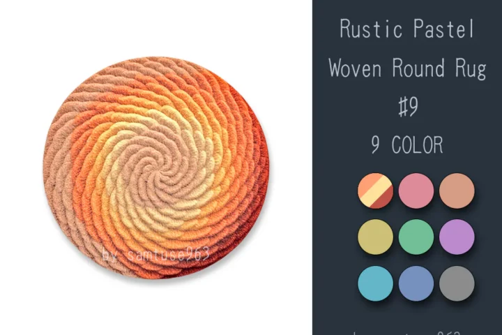 Rustic Pastel Woven Round Dance Rug #9 Samtuse963