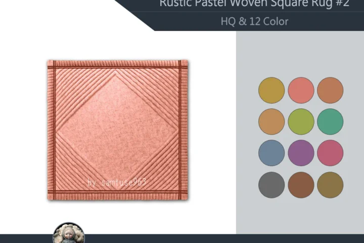 HQ Rustic Pastel Woven Square Dance Rug #2 Samtuse963