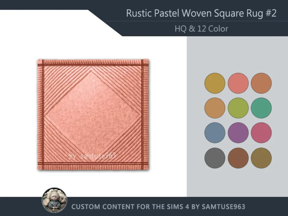 HQ Rustic Pastel Woven Square Dance Rug #2 Samtuse963