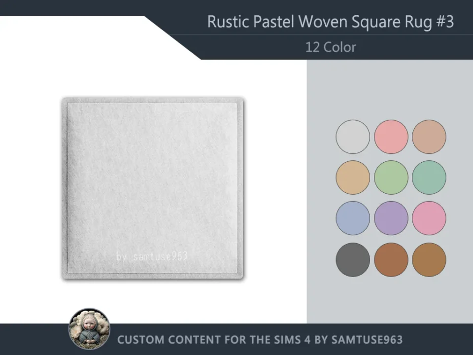 Rustic Pastel Woven Square Dance Rug #3 Samtuse963