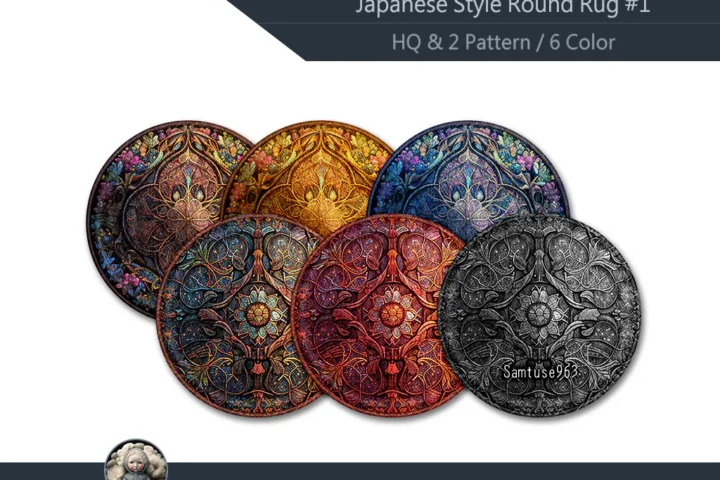 HQ Stained Glass Round Dance Rug #1 Samtuse963