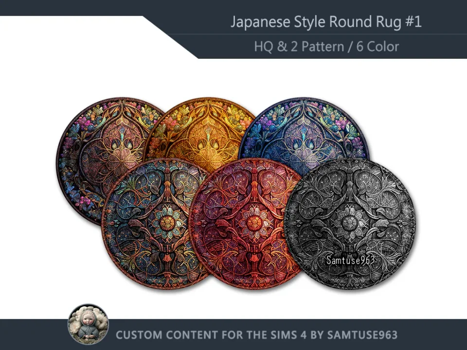 HQ Stained Glass Round Dance Rug #1 Samtuse963