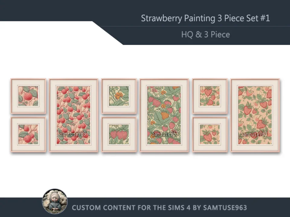 HQ Strawberry Painting 3 Piece Set #1 Sellable Extra F Samtuse963