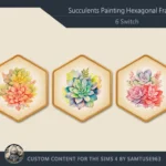 Succulents Painting Hexagonal Frame #1 Samtuse963