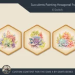 Succulents Painting Hexagonal Frame #1 Samtuse963