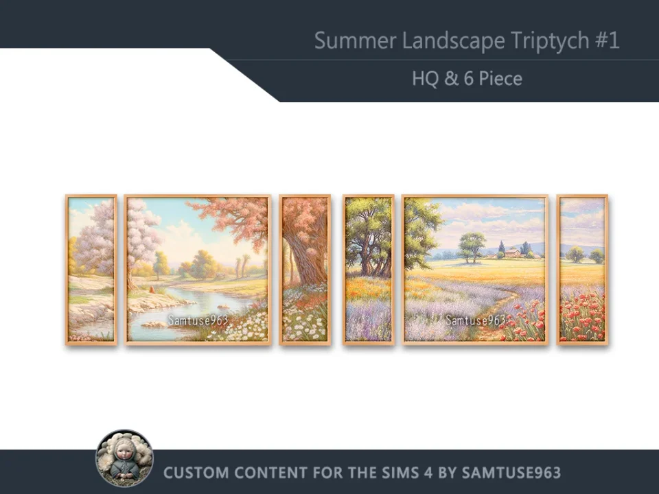 HQ Summer Landscape Triptych #1 Sellable Extra E Samtuse963