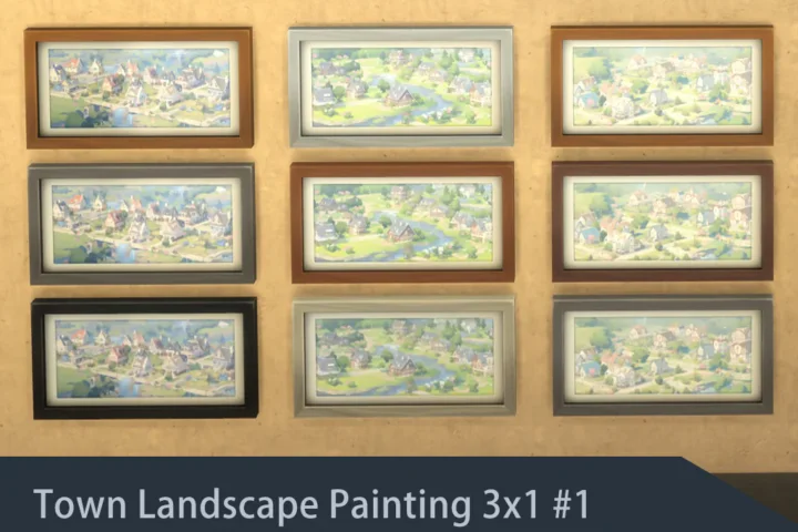 Town Landscape Painting 3x1 #1 Samtuse963
