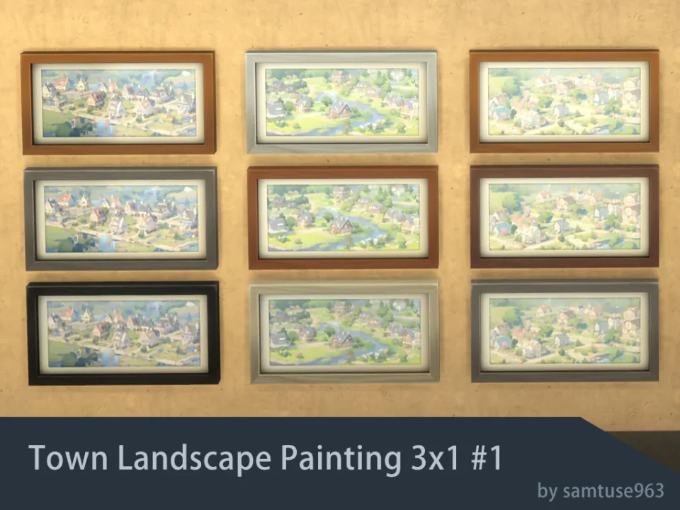 Town Landscape Painting 3x1 #1 Samtuse963