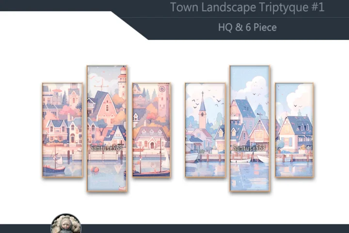 HQ Town Landscape Triptych #1 Sellable Extra B Samtuse963