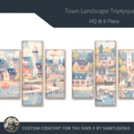 HQ Town Landscape Triptych #1 Sellable Extra B Samtuse963