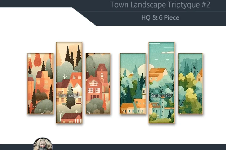 HQ Town Landscape Triptych #2 Sellable Extra B Samtuse963