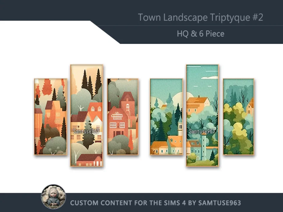 HQ Town Landscape Triptych #2 Sellable Extra B Samtuse963